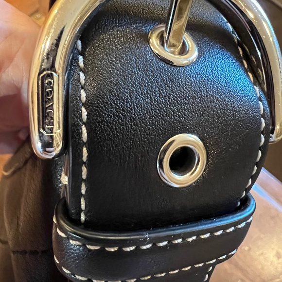Coach Purse - Black with white stitching - Picture 5 of 11